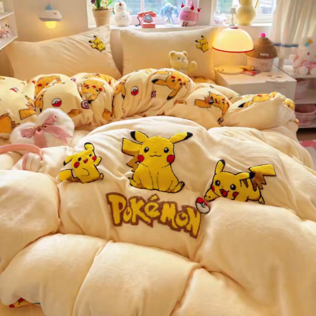 91家纺网 家纺一手货源 找家纺 优卡迪家纺馆 2025新款牛奶绒印加绣四件套 下载文件包含买家秀 小皮卡-奶黄