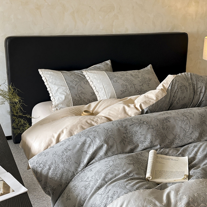 91家纺网 家纺一手货源 找家纺 宜代光年 2025新款全棉磨毛花边四件套 花眠