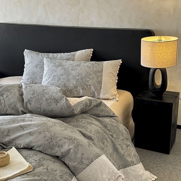 91家纺网 家纺一手货源 找家纺 宜代光年 2025新款全棉磨毛花边四件套 花眠