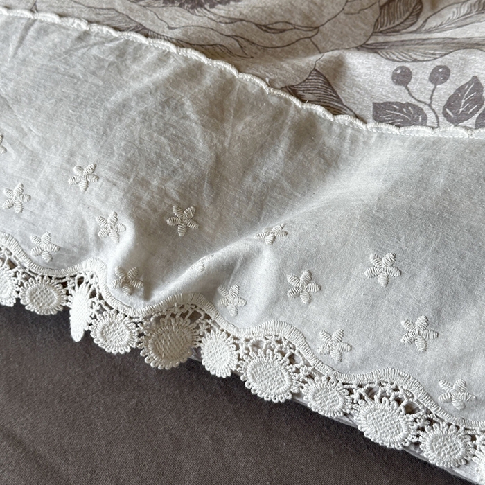 91家纺网 家纺一手货源 找家纺 宜代光年 2025新款全棉磨毛花边四件套 花漾