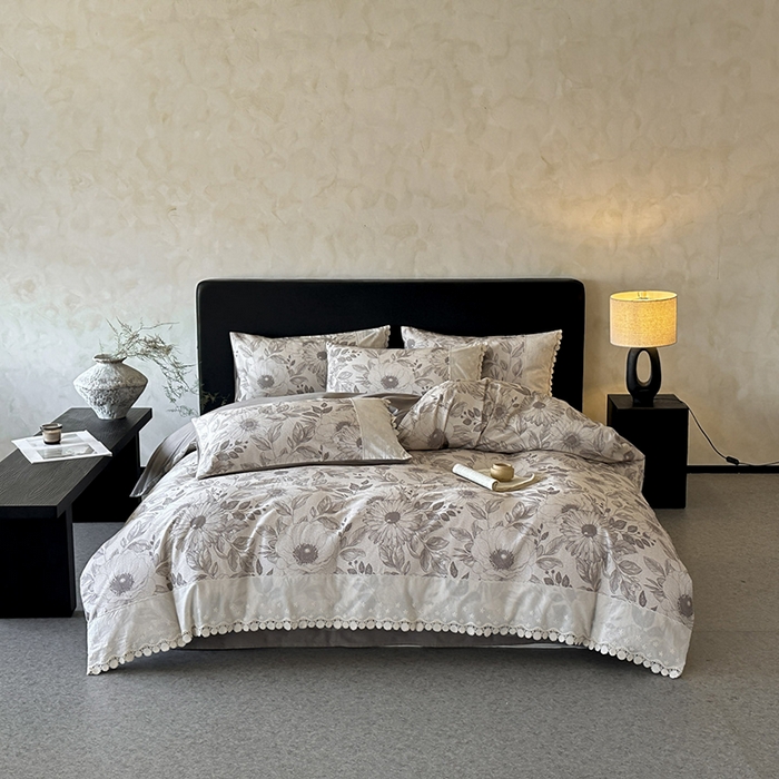 91家纺网 家纺一手货源 找家纺 宜代光年 2025新款全棉磨毛花边四件套 花漾