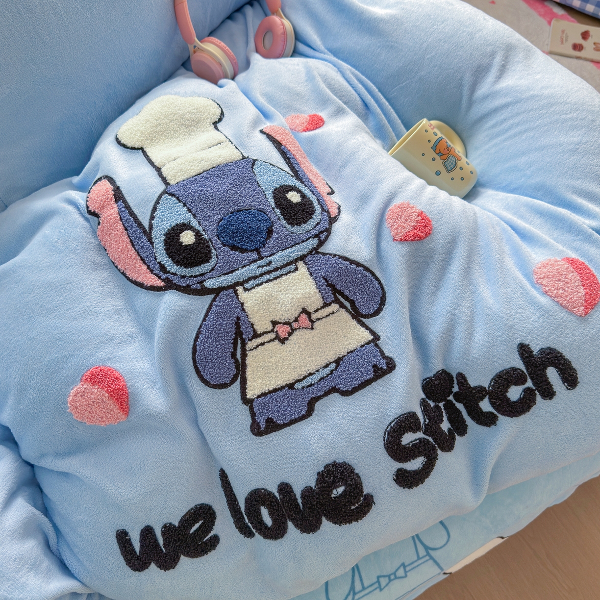 91家纺网 家纺一手货源 找家纺 优卡迪家纺馆 2025新款牛奶绒印加绣四件套 下载文件包含买家秀 萌趣仔仔-天蓝