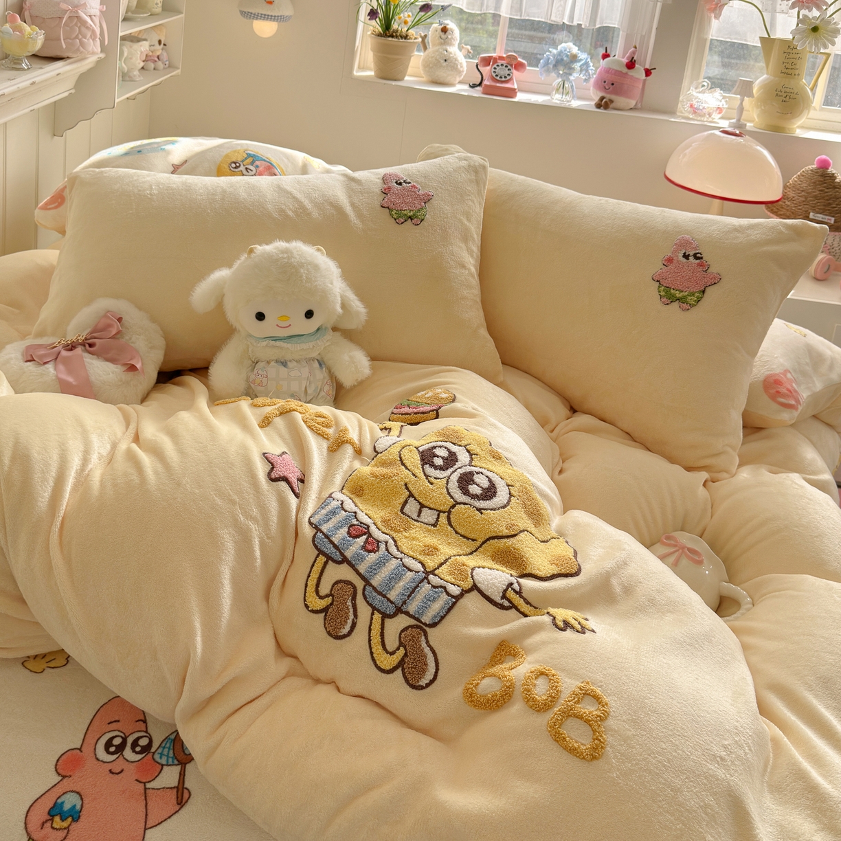 91家纺网 家纺一手货源 找家纺 优卡迪家纺馆 2025新款牛奶绒印加绣四件套 下载文件包含买家秀 海洋宝贝-奶黄