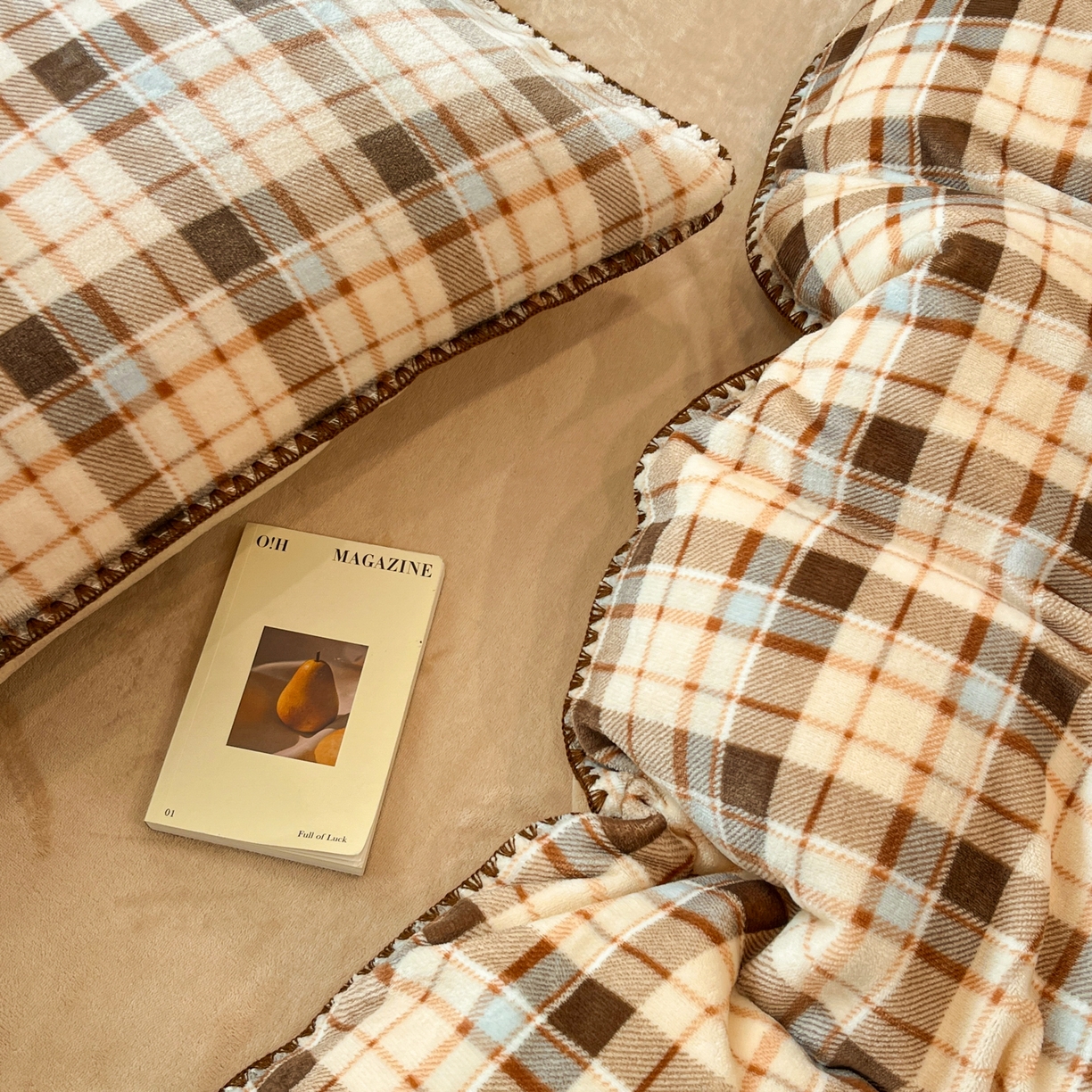 91家纺网 家纺一手货源 找家纺 （总）格真 2025新款高克重暖芙绒牛奶绒印花三角针无印风四件套