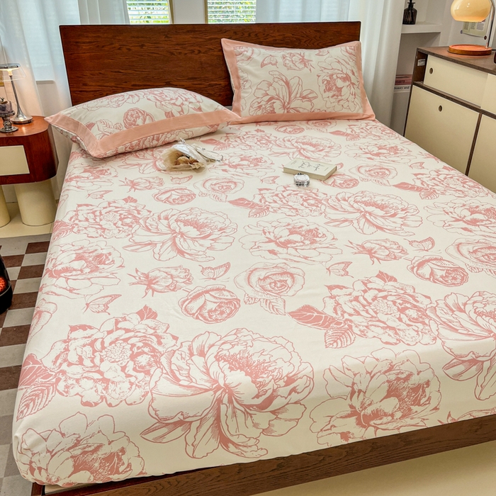 91家纺网 家纺一手货源 找家纺 宜代光年 2025新款全棉老粗布数码印花拼角工艺床单床笠 床笠-伊洛