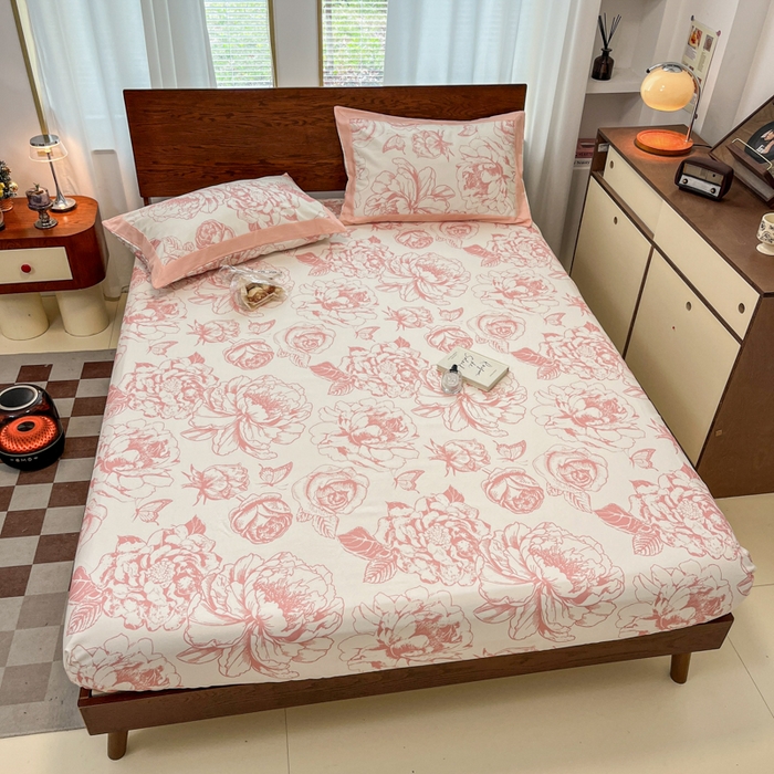 91家纺网 家纺一手货源 找家纺 宜代光年 2025新款全棉老粗布数码印花拼角工艺床单床笠 床笠-伊洛