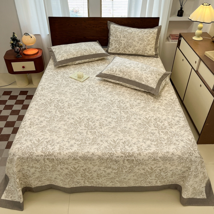 91家纺网 家纺一手货源 找家纺 宜代光年 2025新款全棉老粗布数码印花拼角工艺床单床笠 床单-素影