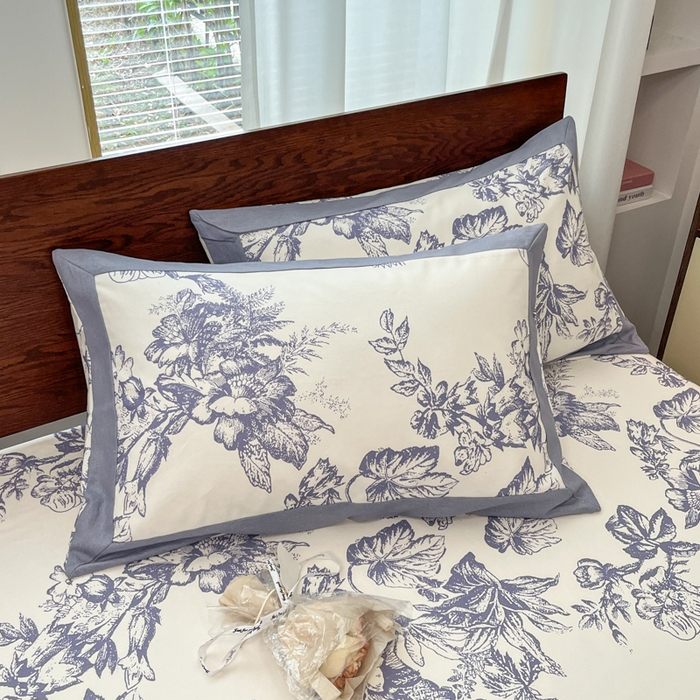 91家纺网 家纺一手货源 找家纺 宜代光年 2025新款全棉老粗布数码印花拼角工艺床单床笠 床笠-似锦