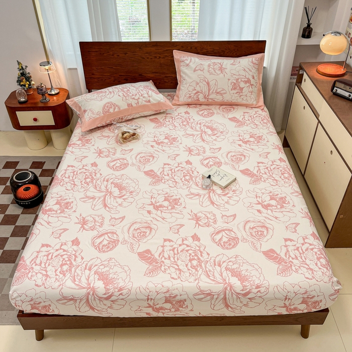 91家纺网 家纺一手货源 找家纺 宜代光年 2025新款全棉老粗布数码印花拼角工艺床单床笠 床笠-伊洛