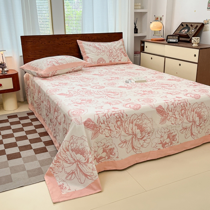 91家纺网 家纺一手货源 找家纺 宜代光年 2025新款全棉老粗布数码印花拼角工艺床单床笠 床单-伊洛