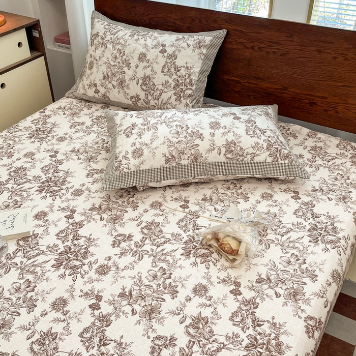 91家纺网 家纺一手货源 找家纺 宜代光年 2025新款全棉老粗布数码印花拼角工艺床单床笠 床笠-花汀