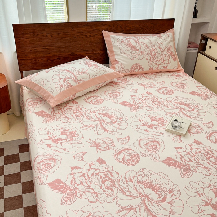 91家纺网 家纺一手货源 找家纺 宜代光年 2025新款全棉老粗布数码印花拼角工艺床单床笠 床单-伊洛