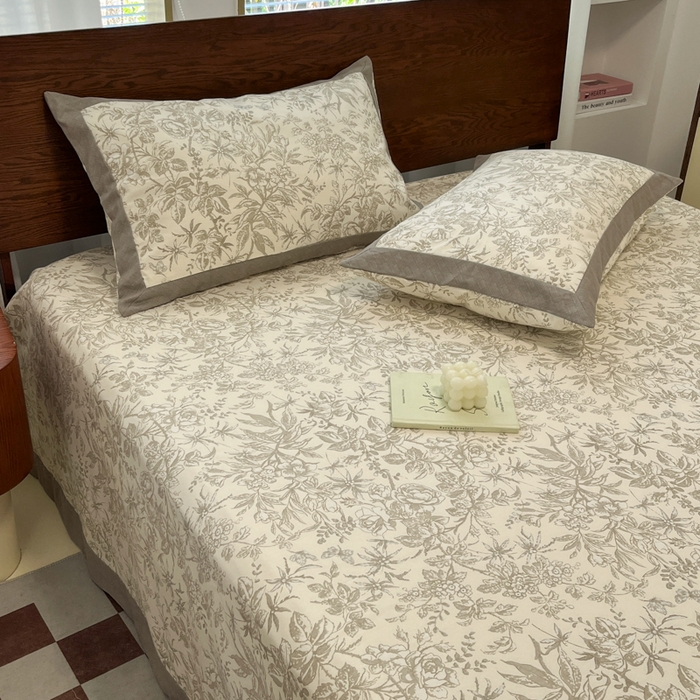 91家纺网 家纺一手货源 找家纺 宜代光年 2025新款全棉老粗布数码印花拼角工艺床单床笠 床单-素影