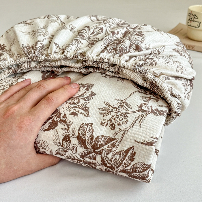 91家纺网 家纺一手货源 找家纺 宜代光年 2025新款全棉老粗布数码印花拼角工艺床单床笠 叠拍