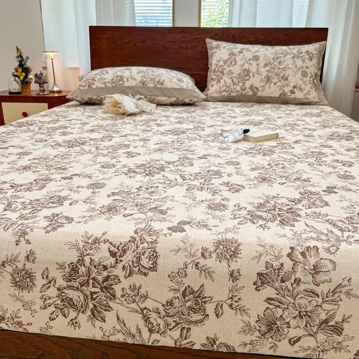 91家纺网 家纺一手货源 找家纺 宜代光年 2025新款全棉老粗布数码印花拼角工艺床单床笠 床笠-花汀