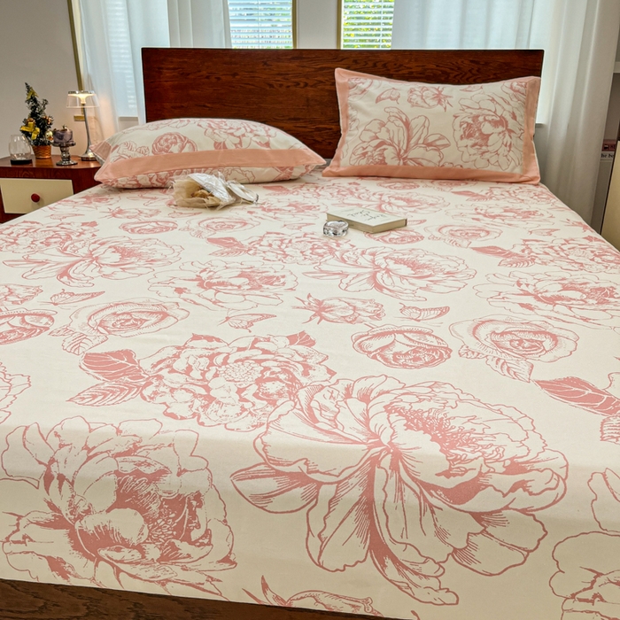 91家纺网 家纺一手货源 找家纺 宜代光年 2025新款全棉老粗布数码印花拼角工艺床单床笠 床笠-伊洛