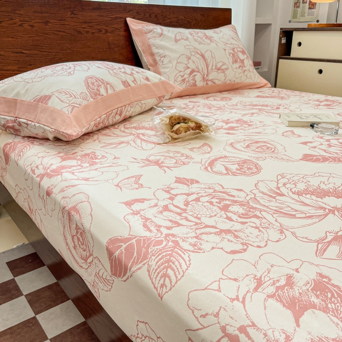 91家纺网 家纺一手货源 找家纺 宜代光年 2025新款全棉老粗布数码印花拼角工艺床单床笠 床笠-伊洛