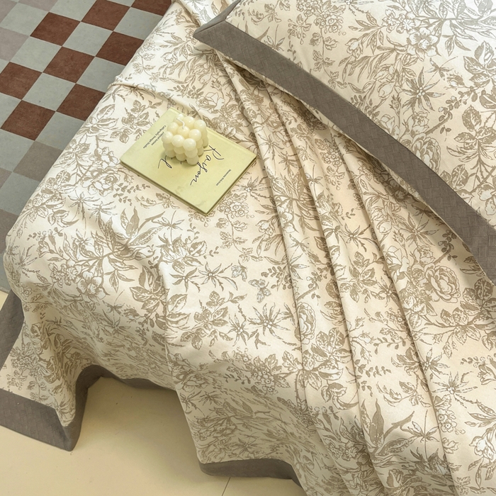 91家纺网 家纺一手货源 找家纺 宜代光年 2025新款全棉老粗布数码印花拼角工艺床单床笠 床单-素影