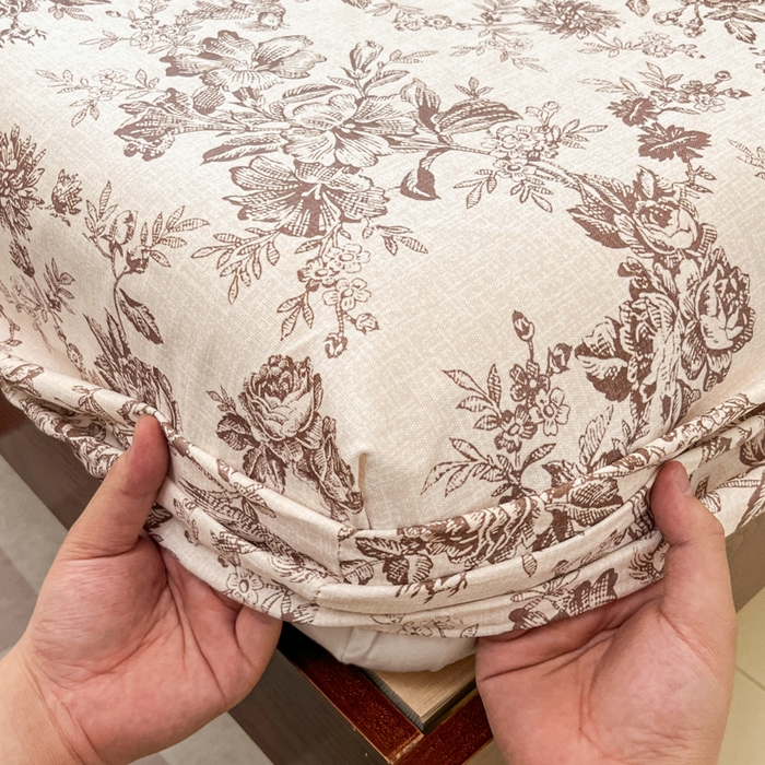 91家纺网 家纺一手货源 找家纺 宜代光年 2025新款全棉老粗布数码印花拼角工艺床单床笠 床笠-花汀