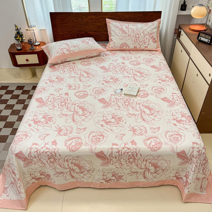 91家纺网 家纺一手货源 找家纺 宜代光年 2025新款全棉老粗布数码印花拼角工艺床单床笠 床单-伊洛