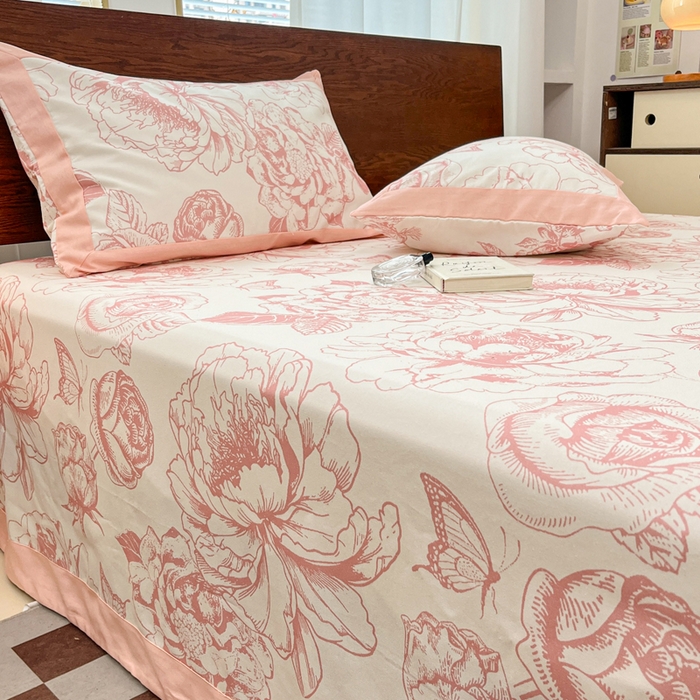 91家纺网 家纺一手货源 找家纺 宜代光年 2025新款全棉老粗布数码印花拼角工艺床单床笠 床单-伊洛