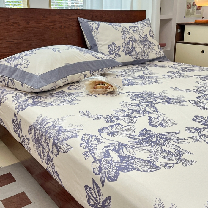 91家纺网 家纺一手货源 找家纺 宜代光年 2025新款全棉老粗布数码印花拼角工艺床单床笠 床笠-似锦