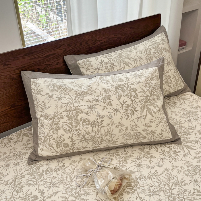 91家纺网 家纺一手货源 找家纺 宜代光年 2025新款全棉老粗布数码印花拼角工艺床单床笠 床笠-素影