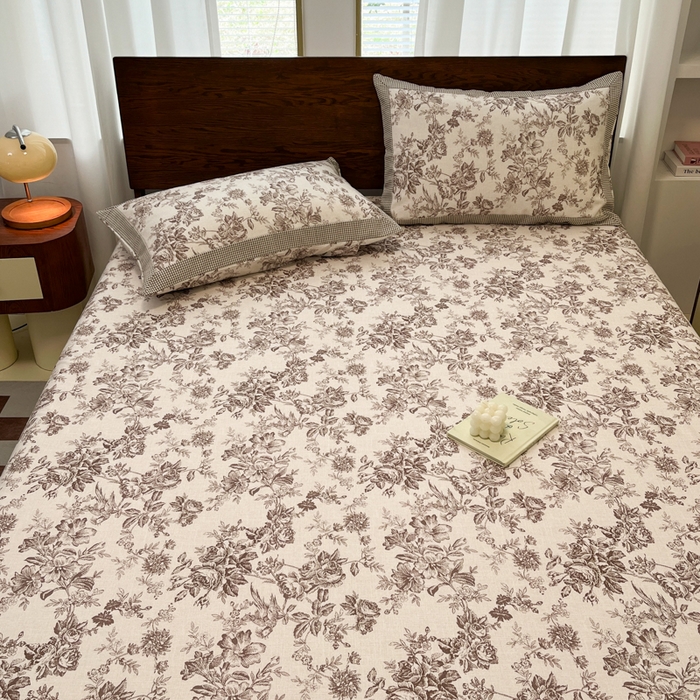 91家纺网 家纺一手货源 找家纺 宜代光年 2025新款全棉老粗布数码印花拼角工艺床单床笠 床单-花汀