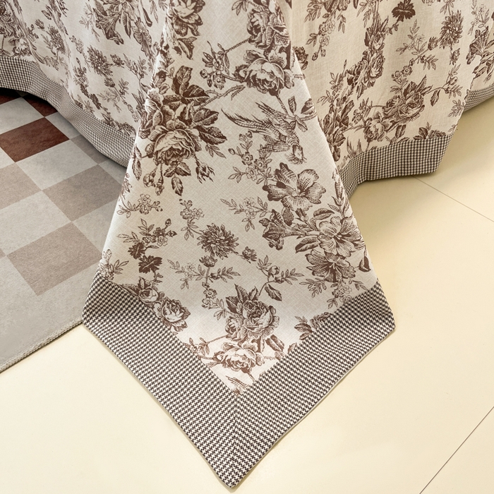 91家纺网 家纺一手货源 找家纺 宜代光年 2025新款全棉老粗布数码印花拼角工艺床单床笠 床单-花汀