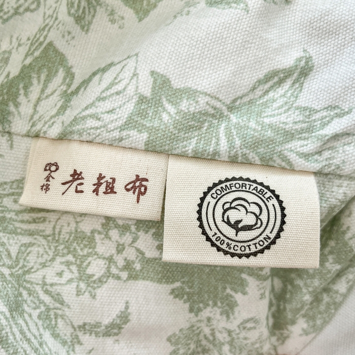 91家纺网 家纺一手货源 找家纺 宜代光年 2025新款全棉老粗布数码印花拼角工艺床单床笠 床笠-绿蔓