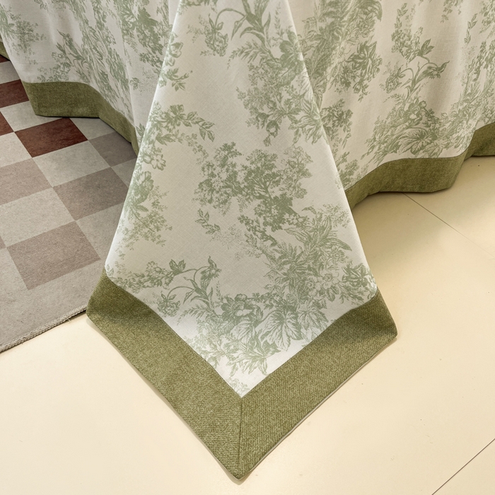 91家纺网 家纺一手货源 找家纺 宜代光年 2025新款全棉老粗布数码印花拼角工艺床单床笠 床单-绿蔓