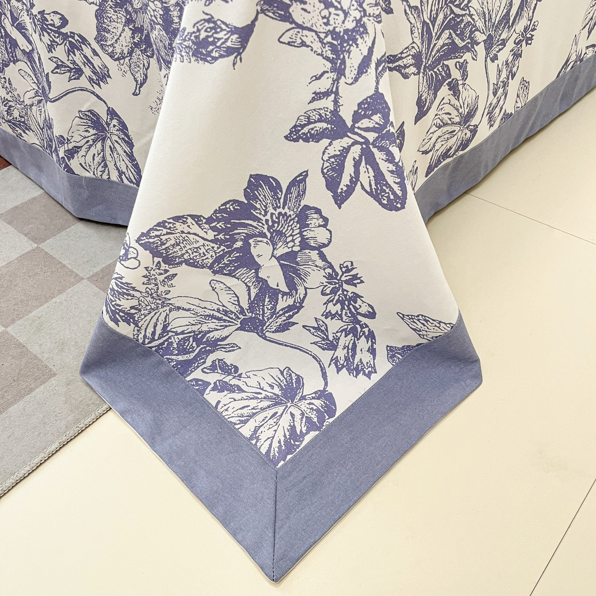 91家纺网 家纺一手货源 找家纺 宜代光年 2025新款全棉老粗布数码印花拼角工艺床单床笠 床单-似锦