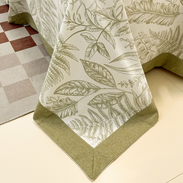 91家纺网 家纺一手货源 找家纺 宜代光年 2025新款全棉老粗布数码印花拼角工艺床单床笠 床单-叶语