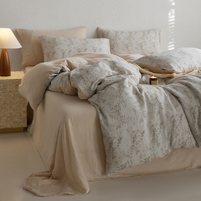 91家纺网 家纺一手货源 找家纺 宜代光年 2025新款全棉纯棉享云纱数码印花四件套 竹影