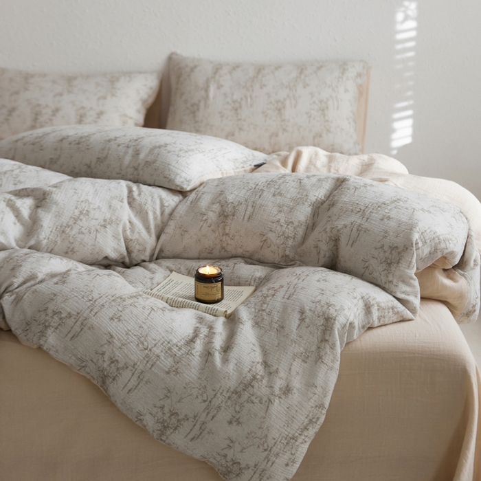 91家纺网 家纺一手货源 找家纺 宜代光年 2025新款全棉纯棉享云纱数码印花四件套 竹影