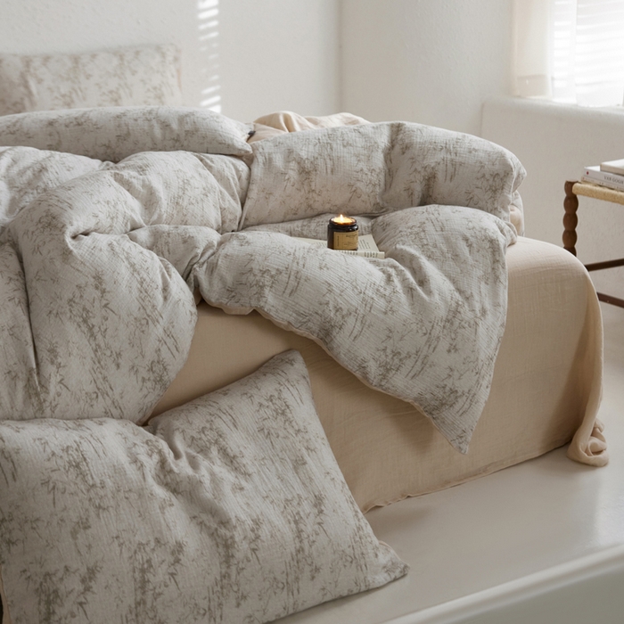 91家纺网 家纺一手货源 找家纺 宜代光年 2025新款全棉纯棉享云纱数码印花四件套 竹影