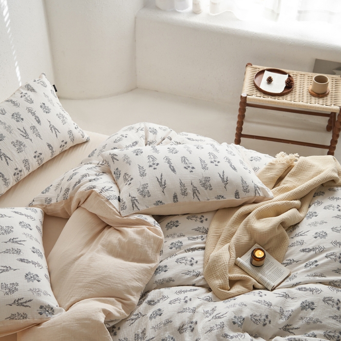 91家纺网 家纺一手货源 找家纺 宜代光年 2025新款全棉纯棉享云纱数码印花四件套 春山集