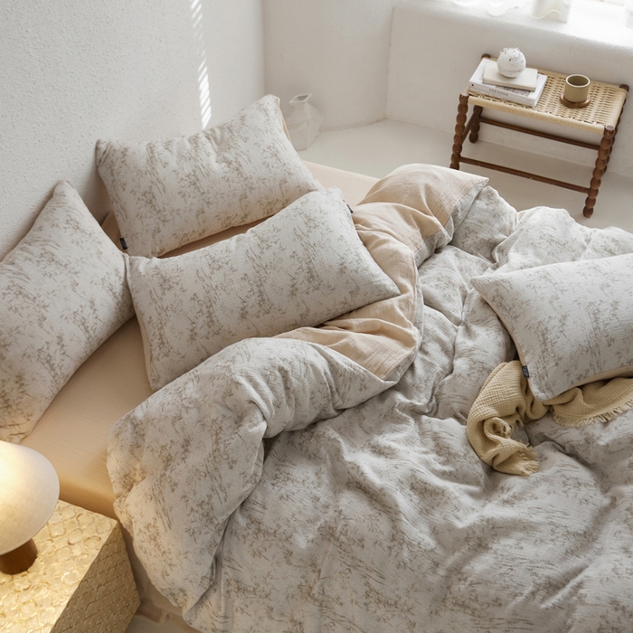 91家纺网 家纺一手货源 找家纺 宜代光年 2025新款全棉纯棉享云纱数码印花四件套 竹影