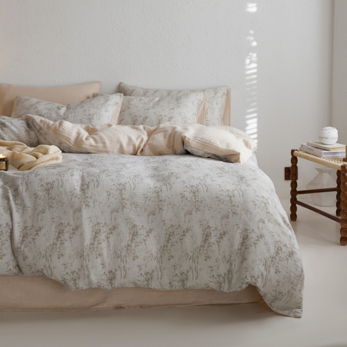 91家纺网 家纺一手货源 找家纺 宜代光年 2025新款全棉纯棉享云纱数码印花四件套 竹影