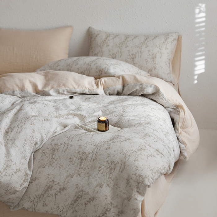 91家纺网 家纺一手货源 找家纺 宜代光年 2025新款全棉纯棉享云纱数码印花四件套 竹影