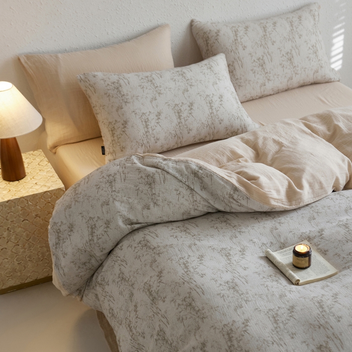 91家纺网 家纺一手货源 找家纺 宜代光年 2025新款全棉纯棉享云纱数码印花四件套 竹影