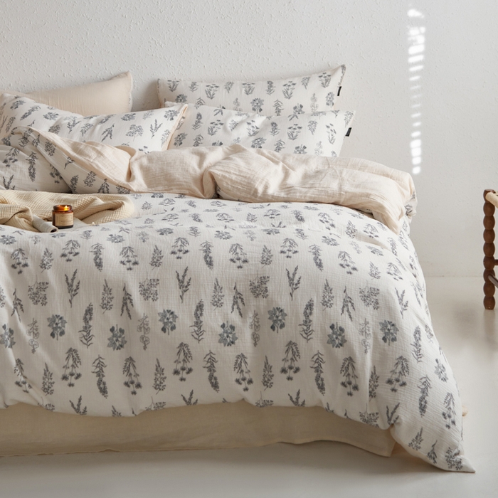 91家纺网 家纺一手货源 找家纺 宜代光年 2025新款全棉纯棉享云纱数码印花四件套 春山集