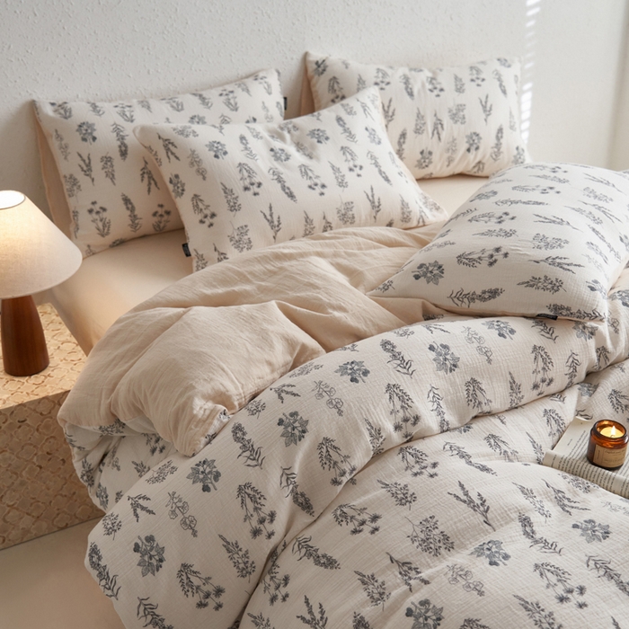 宜代光年 2025新款全棉纯棉享云纱数码印花四件套 春山集