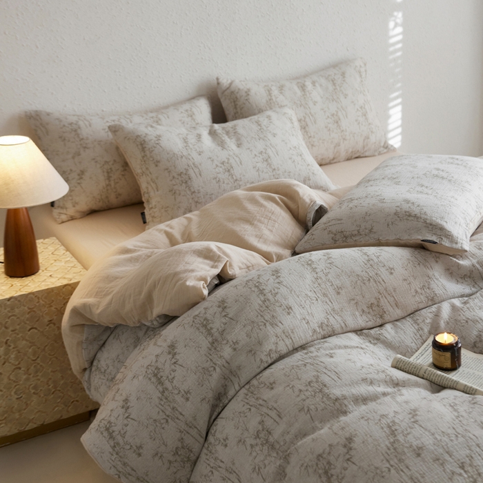 宜代光年 2025新款全棉纯棉享云纱数码印花四件套 竹影