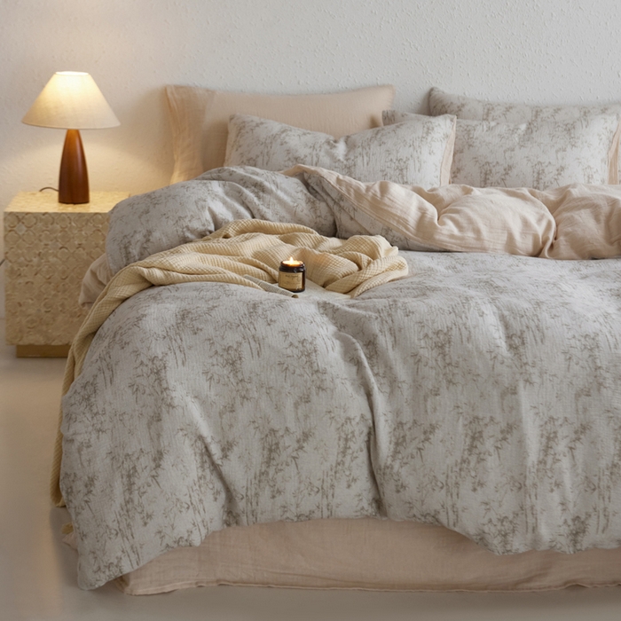 91家纺网 家纺一手货源 找家纺 宜代光年 2025新款全棉纯棉享云纱数码印花四件套 竹影