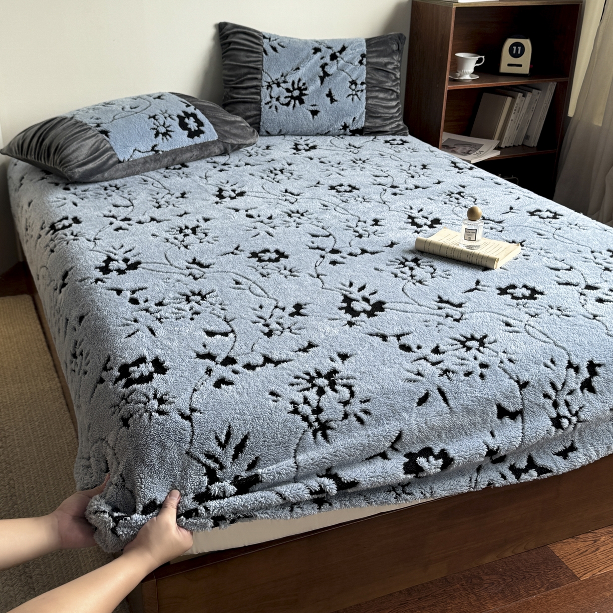 91家纺网 家纺一手货源 找家纺 新印象 2025新款阳离子绒保暖床笠 阳离子绒-缇娜