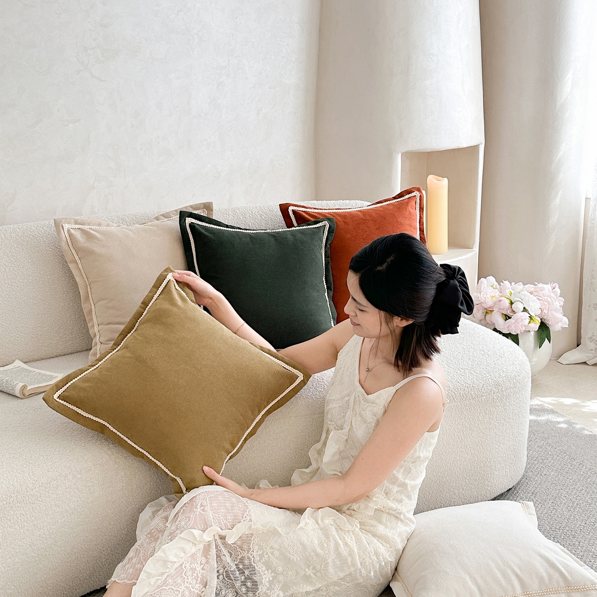 91家纺网 家纺一手货源 找家纺 （总）美茉家居 2025新款微澜飞边方枕抱枕