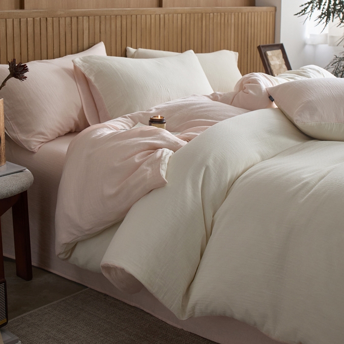 91家纺网 家纺一手货源 找家纺 宜代光年 2025新款全棉纯棉享云棉纯色暗合系列四件套 云享棉-媚粉