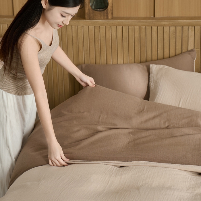 91家纺网 家纺一手货源 找家纺 （总）宜代光年 2025新款全棉纯棉享云棉纯色暗合系列四件套