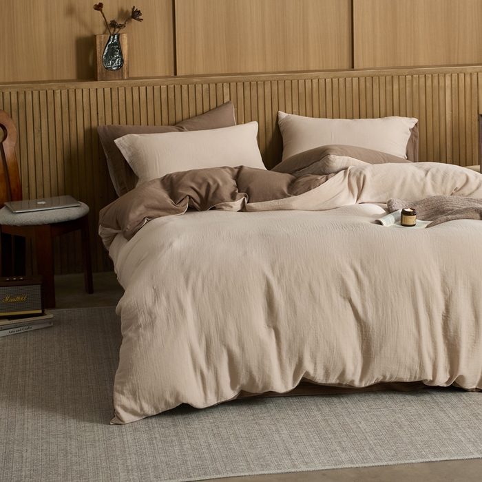 91家纺网 家纺一手货源 找家纺 宜代光年 2025新款全棉纯棉享云棉纯色暗合系列四件套 云享棉-卡其